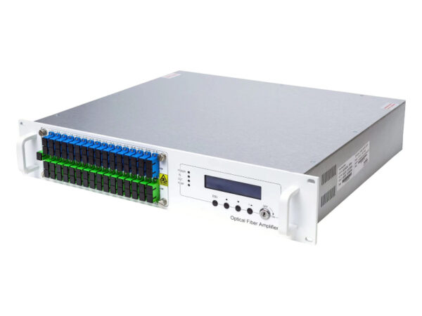 Texman EDFA 8-port unit, 16-port EDFA amplifier front view, 32-port optical amplifier with 1550nm output, variable output edfa gain fiber optic booster, PON EDFA