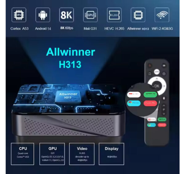i96 Android TV Box with 8K HD, Bluetooth 5.0, and voice remot