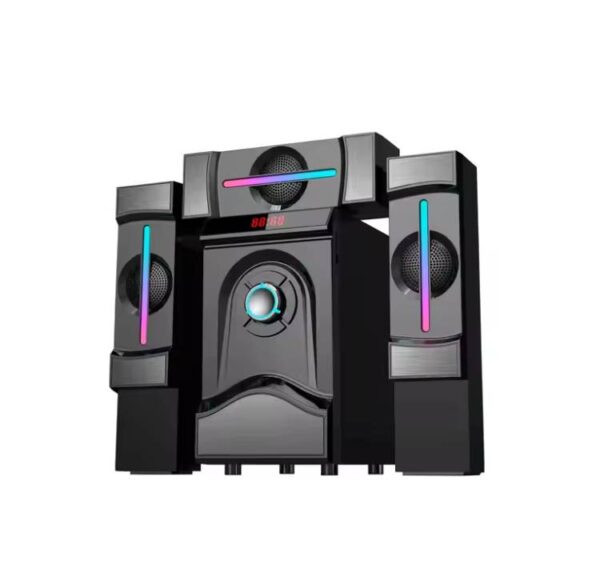 Texman TM5 full speaker system with subwoofer and remote, TM5 sound system with USB/SD/FM inputs, home party speaker system HiFi Bass Booster Home Theater System with USB, FM, SD, 200W Output