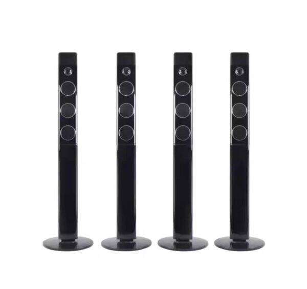 Texman DJ box front panel with double subwoofers, rear mixer panel of DJ home system, dual 8-inch woofer setup for live music DJ Box Home Theatre System with Dual 8” Subwoofers & 300W Audio Mixer Power