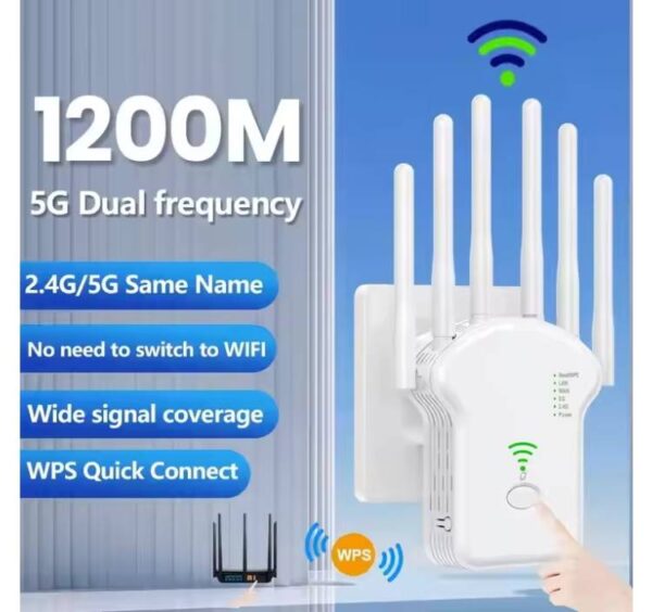 WiFi Signal Booster Dual Band 1200Mbps Range Extender 6 Antennas - Image 7