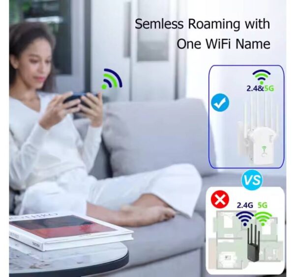 WiFi Signal Booster Dual Band 1200Mbps Range Extender 6 Antennas - Image 5