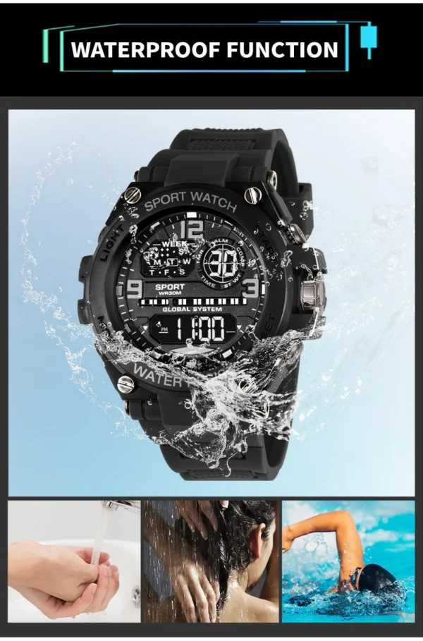 Rugged Texman wristwatch with alloy case and silicone strap