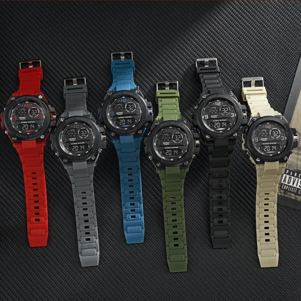 Texman anti-drop sports watch with sleek round case and silicone strap