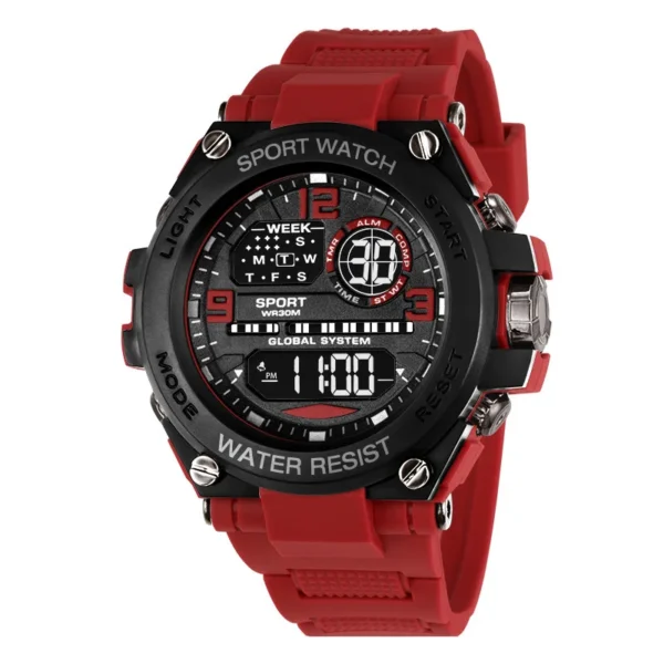 Durable sports watch ideal for outdoor adventures with analog-digital display