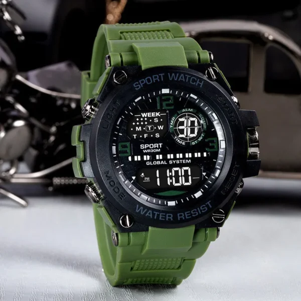 Texman anti-drop sports watch with sleek round case and silicone strap