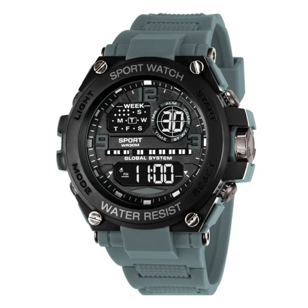 Durable sports watch ideal for outdoor adventures with analog-digital display