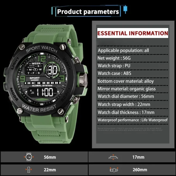 Rugged Texman wristwatch with alloy case and silicone strap