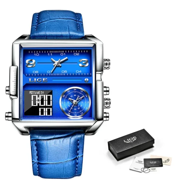 LIGE Fashion Black Steel Watch Men Digital Dual Display Watch Sports Chronograph Waterproof Quartz Wristwatch Men Military Watch - Image 22