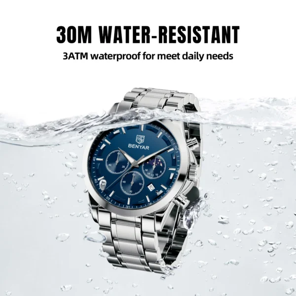SAPPHERO Men's Luxury Business Watch Tough Stainless Steel Men's Watch Sports Waterproof Watch Workplace Men's Gift Wrist Watch - Image 5