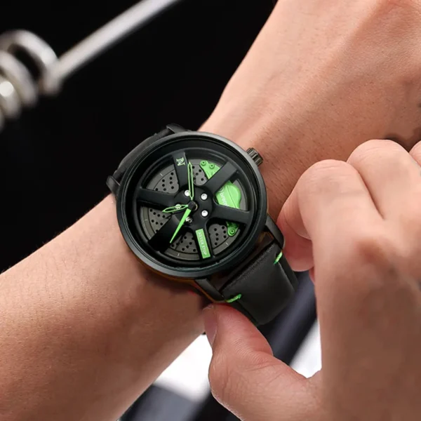 NS Men's Car wheel hub watch Minimalist Fashion Sports Watch Calendar Leather casual Quartz watch - Image 5