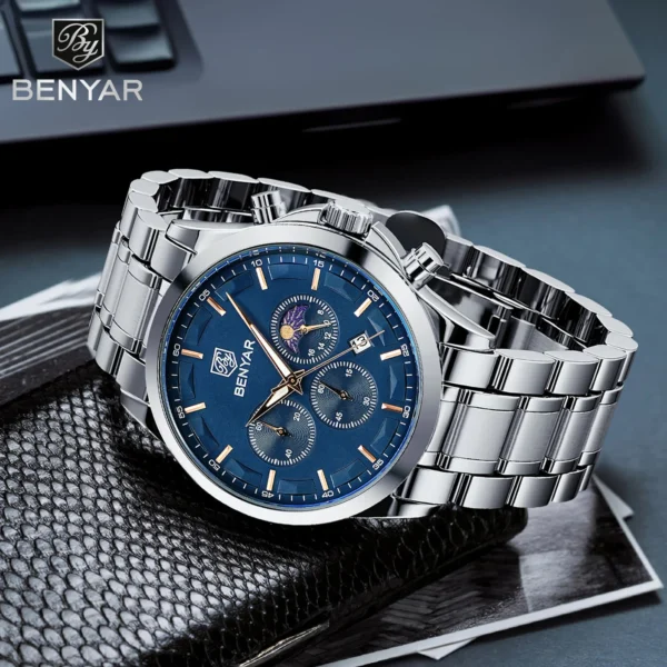 SAPPHERO Men's Luxury Business Watch Tough Stainless Steel Men's Watch Sports Waterproof Watch Workplace Men's Gift Wrist Watch - Image 4