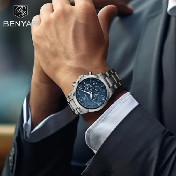 SAPPHERO Men's Luxury Business Watch Tough Stainless Steel Men's Watch Sports Waterproof Watch Workplace Men's Gift Wrist Watch - Image 3
