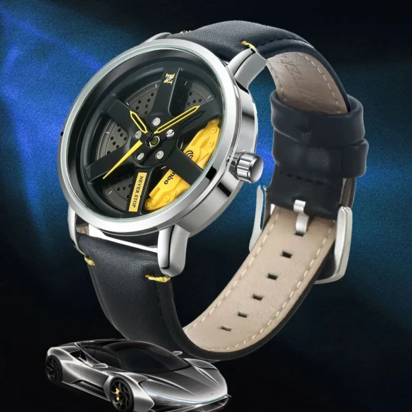 NS Men's Car wheel hub watch Minimalist Fashion Sports Watch Calendar Leather casual Quartz watch - Image 4