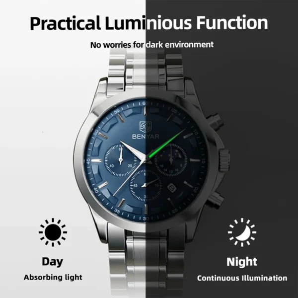 SAPPHERO Men's Luxury Business Watch Tough Stainless Steel Men's Watch Sports Waterproof Watch Workplace Men's Gift Wrist Watch - Image 6